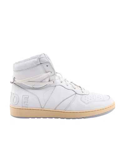 Rhude Logo Patch Hi-top Sneakers In White