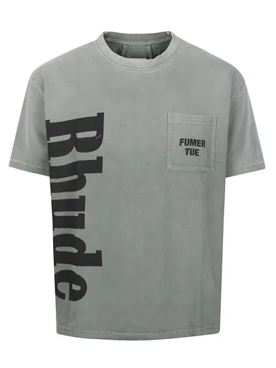 Rhude Logo Pocket Boxy Cotton T-shirt In Gray