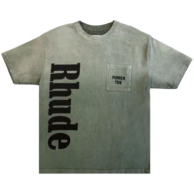Pre-owned Rhude Logo Pocket Tee 'washed Olive/black' | Green | Men's Size Xxl