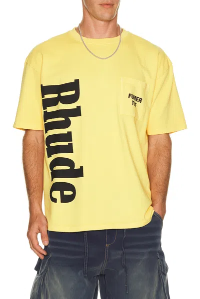 Rhude Logo-print Pocket T-shirt In Yellow