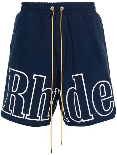 Rhude Logo-print Bermuda Shorts In Blue