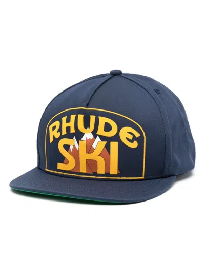 Rhude Logo-print Cap In Blue