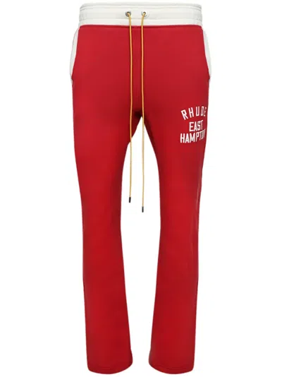 Rhude Logo-print Cotton Track Pants In Red