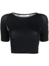 Rhude Logo-print Cropped T-shirt In 黑色