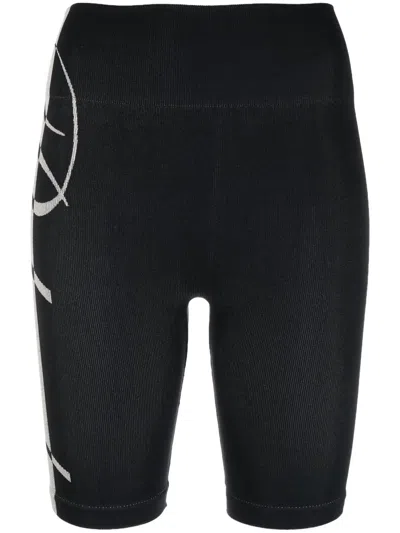 Rhude Logo-print High-waisted Shorts In Black