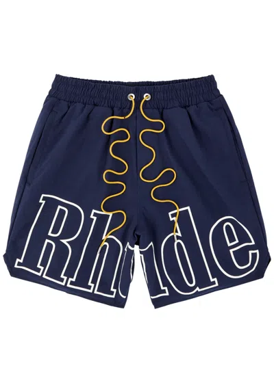 Rhude Logo-print Nylon Shorts In Navy