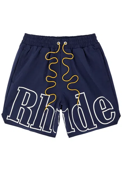 Rhude Logo-print Nylon Shorts In Blue