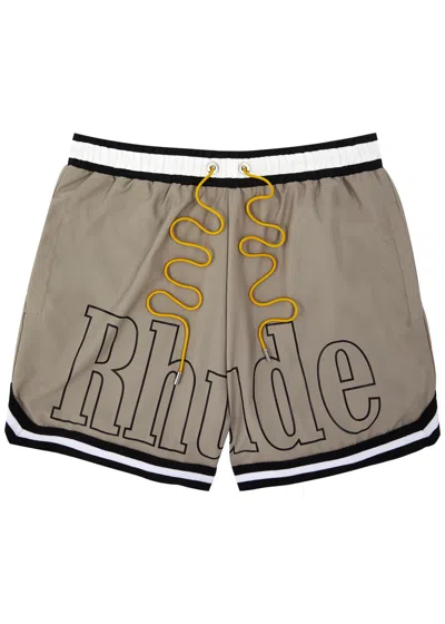 Rhude Logo-print Shell Swim Shorts In Khaki