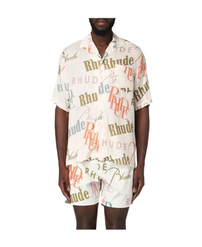 Rhude Logo-print Short-sleeved Shirt In White