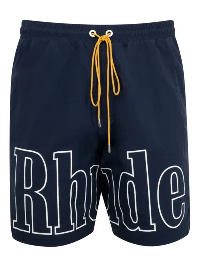 Rhude Logo-print Shorts In Blue