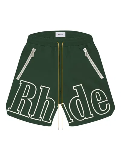 Rhude Logo-print Shorts In Green