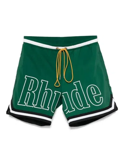 Rhude Logo-print Swim Shorts In Green