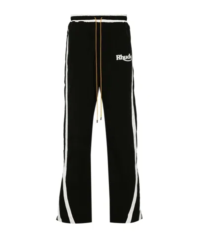 Rhude Logo-print Track Pants For Men In Blackwhite