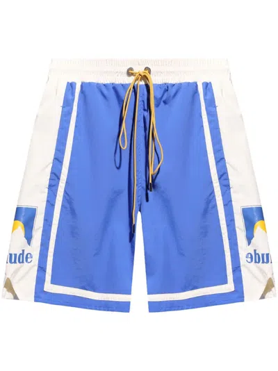 Rhude Logo-print Track Shorts In Blue