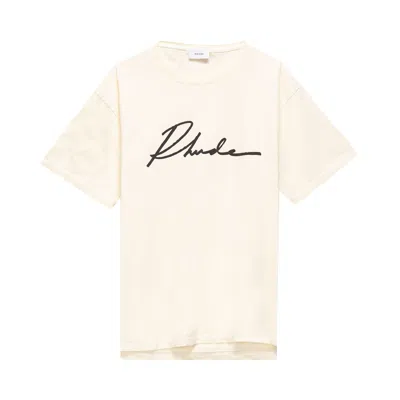 Pre-owned Rhude Logo Script Tee 'white' | Men's Size S