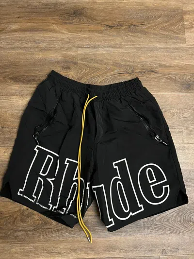 Pre-owned Rhude Logo Shorts Black Size Large