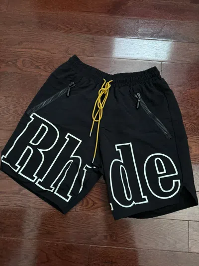 Pre-owned Rhude Logo Shorts Black Xsmall
