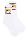 Rhude Logo Socks In Intarsia Knit In White