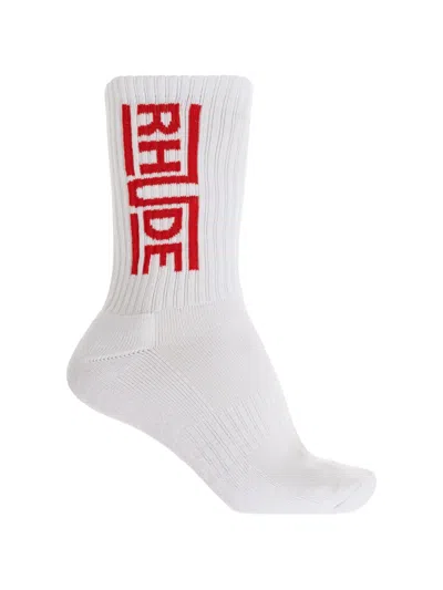 Rhude Logo Socks In White