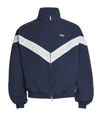 Rhude Logo Stripe Track Jacket In Blue