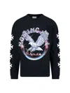 Rhude Notting Hill Eagle Vintage Black Long Sleeve T-shirt In Blue