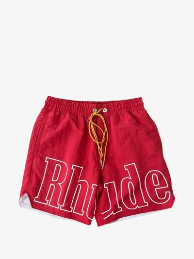 Rhude Logo Track Shorts In Burgundy