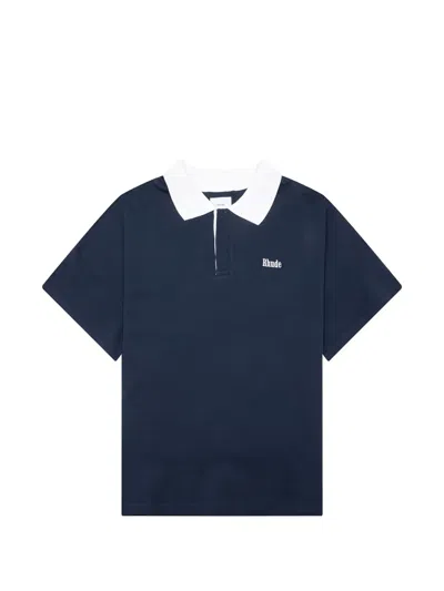 Rhude Logo-detail Polo Shirt In Blue