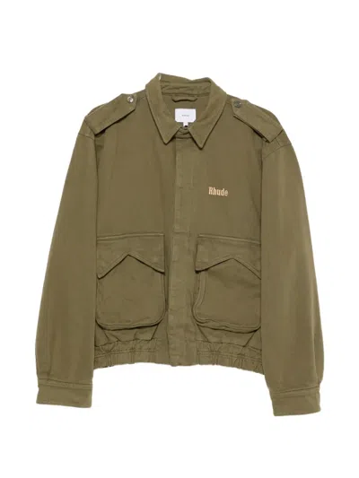 Rhude Logo-embroidered Bomber Jacket In Green