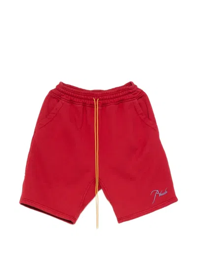 Rhude Logo-embroidered Drawstring Shorts In Red