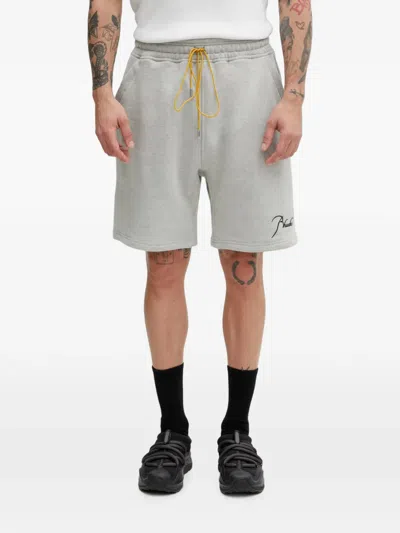 Rhude Logo-embroidered Drawstring Shorts In Gray