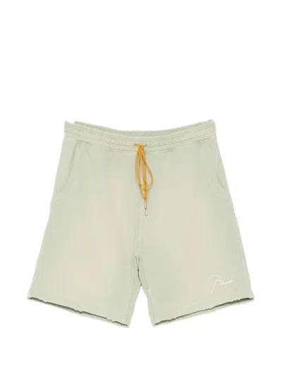 Rhude Logo-embroidered Drawstring Shorts In Green