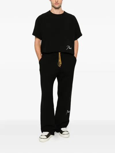 Rhude Logo-embroidered Drawstring Track Pants In Black