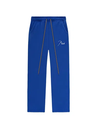 Rhude Logo-embroidered Drawstring Track Pants In Blue
