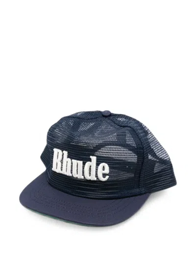 Rhude Logo-embroidered Mesh Baseball Cap In Blue