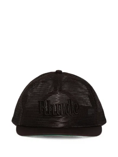 Rhude Logo-embroidered Mesh Cap In Brown