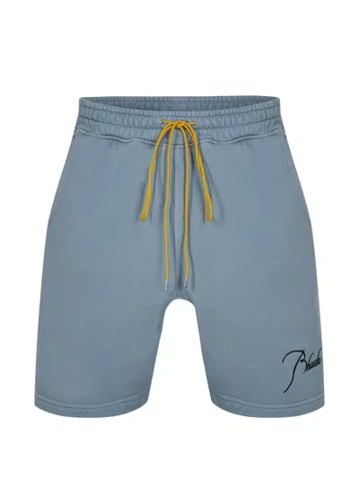 Rhude Logo-embroidered Shorts In Blue