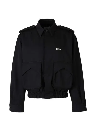 Rhude Logo-embroidered Wool Jacket In Black