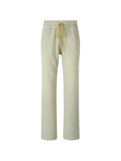 Rhude Logo-embroidered Worn-effect Cotton Track Pants In White