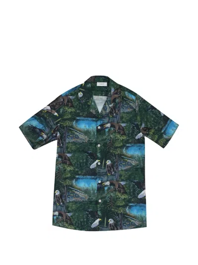 Rhude Logo-print Button-up Shirt In Green