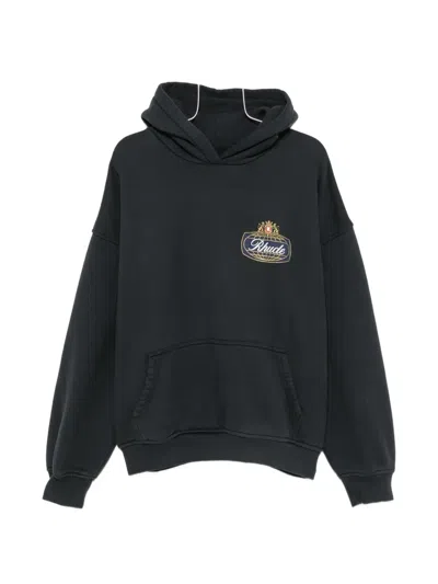 Rhude Logo-print Cotton Hoodie In Black