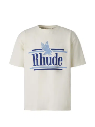 Rhude Mens Vintage White Rossa Short-sleeve Cotton-jersey T-shirt Xl