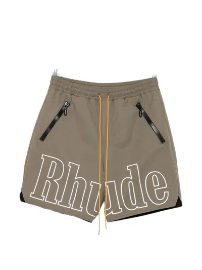 Rhude Drawstring Elastic-waist Shorts In Brown