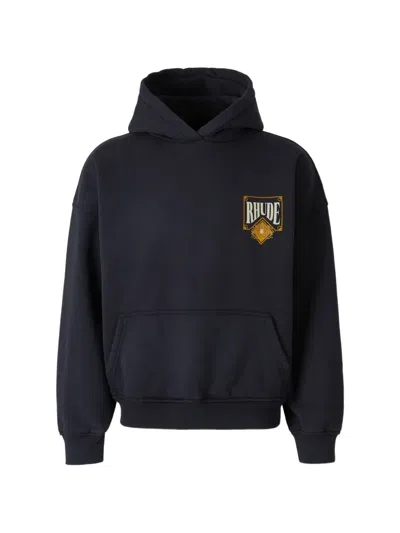 Rhude Logo-print Hoodie In Blue