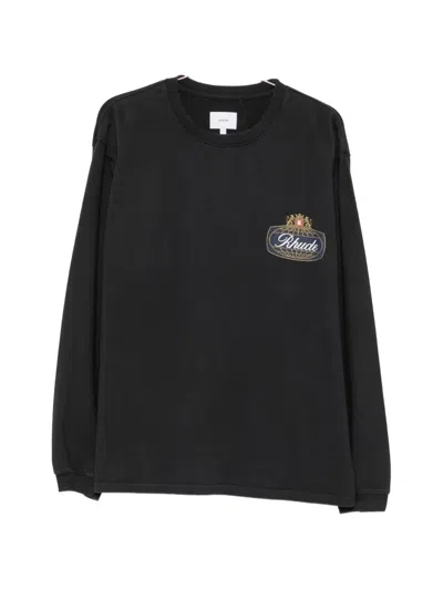 Rhude Safari Crest Long Sleeve Crew Neck T-shirt In Black