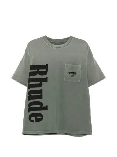 Rhude Logo-print Pocket T-shirt In Gray