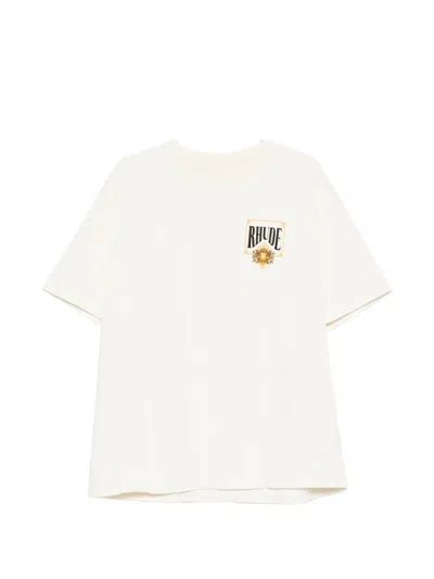 Rhude Graphic Print Crew Neck Short Sleeve Top In White