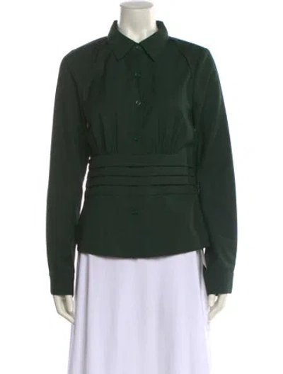 Pre-owned Rhude Long Sleeve Button-up Top In Green