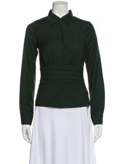 Pre-owned Rhude Long Sleeve Button-up Top In Green