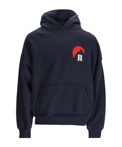 Rhude Long-sleeved Hooded Sweatshirt In Blue