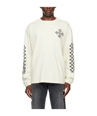 Rhude Ssense Exclusive Off-white Cross Long Sleeve T-shirt In Vtg White